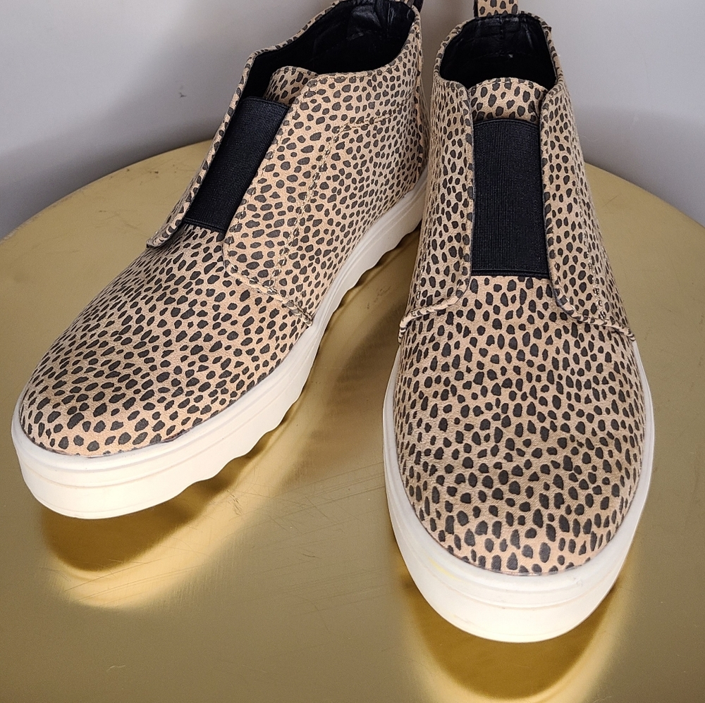 Animal print cheetah leopard slip on high top shoe